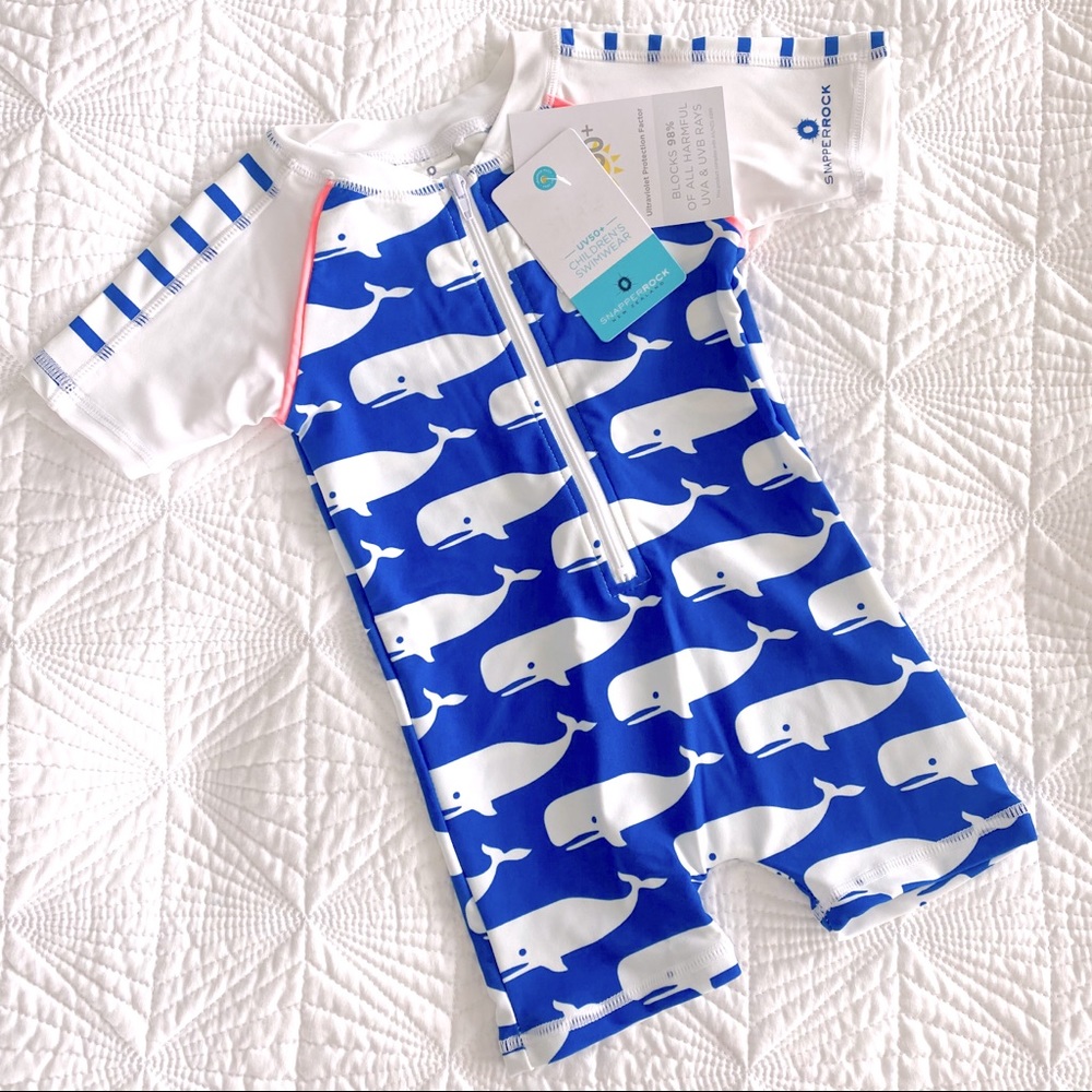 NWT 🆕 Snapper Rock Blue Whale Boys Sun Suit